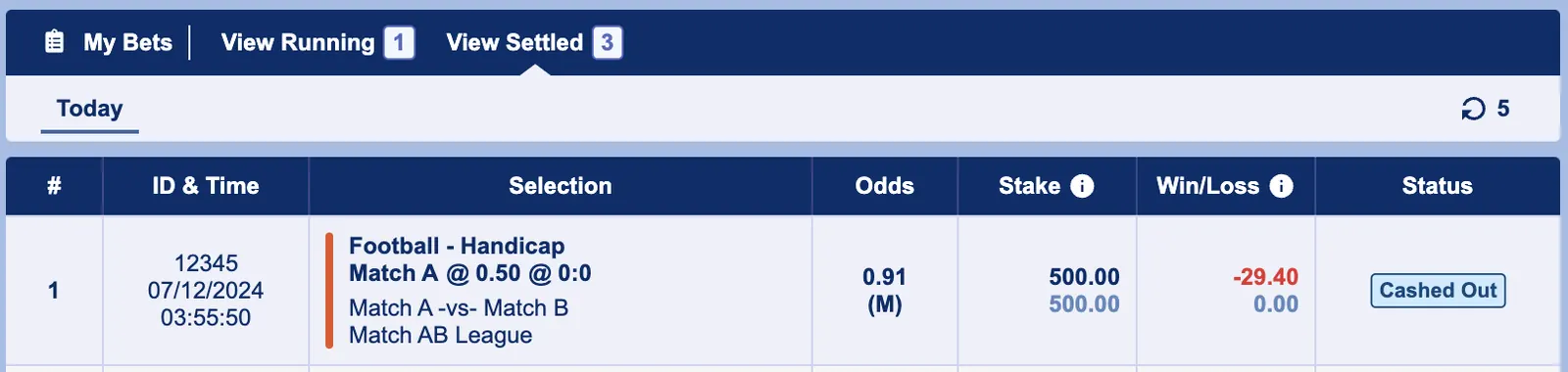 My Bets Cash Out
